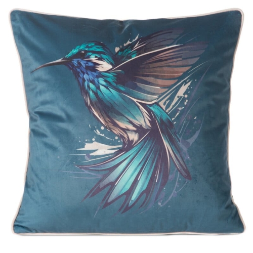 Poszewka dekoracyjna Turkusowa Velvet Z Lamówką 45x45 Koliber