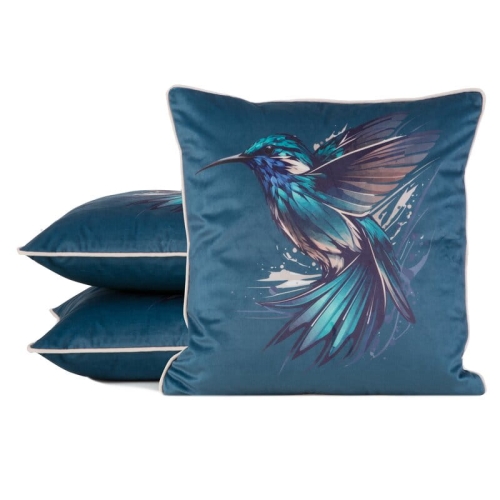 Poszewka dekoracyjna Turkusowa Velvet Z Lamówką 45x45 Koliber