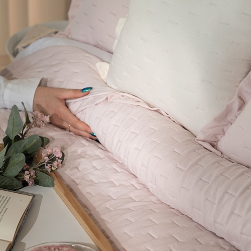 Narzuta Savona 200x220 Różowa z Falbanką