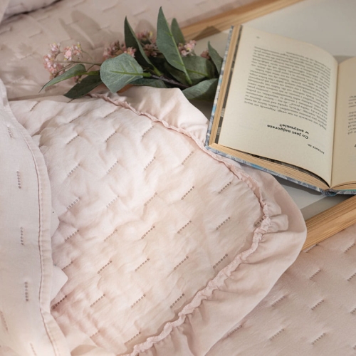 Narzuta Savona 200x220 Różowa z Falbanką