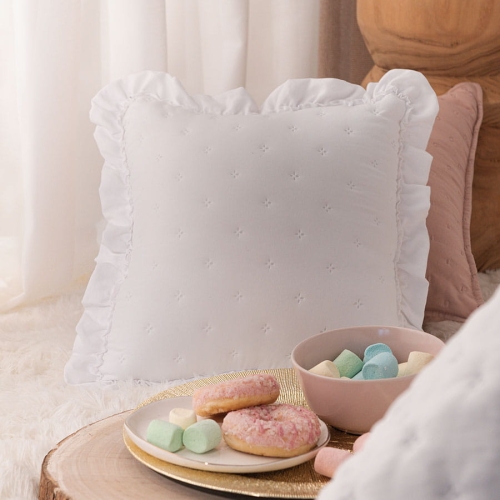 Poszewka Werona 40x40 Biała z Falbanką