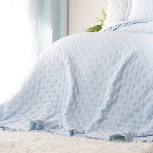 Narzuta Werona 170x210 Błękitna Baby Blue z Falbanką