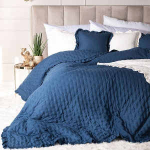 Narzuta Werona 200x220 Granatowa z Falbanką