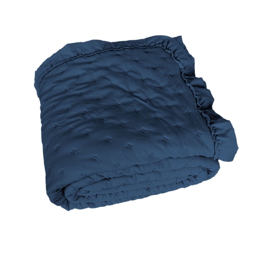 Narzuta Werona 200x220 Granatowa z Falbanką