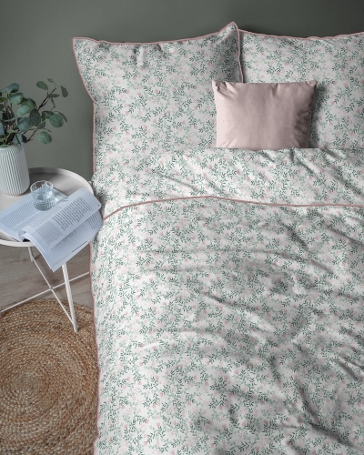 Pościel z perkalu 220x200 Różowe Kwiatuszki Lame Percale