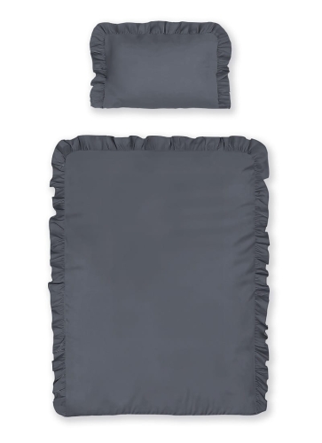 Pościel dziecięca bawełniana 90x120 Grafitowa Falbana