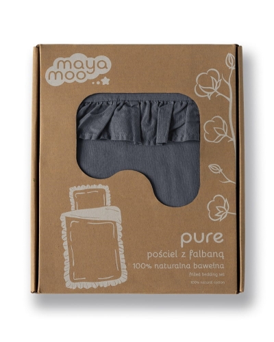 Pościel dziecięca bawełniana 90x120 Grafitowa Falbana