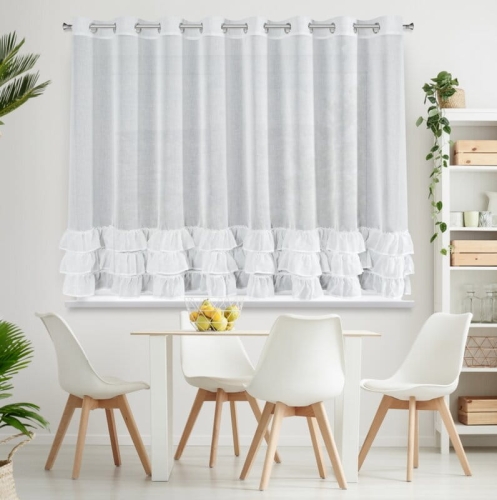 Firanka gotowa Dani 150x300 biała z falbankami przelotki