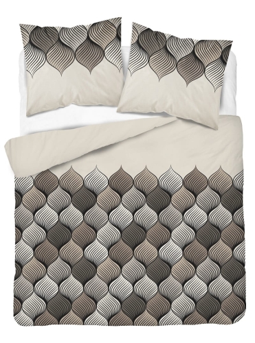 Komplet pościeli z satyny bawełnianej popielatej 220x200 w geometryczny wzór