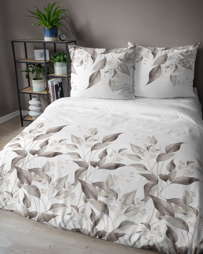 Komplet pościeli z satyny bawełnianej 160x200 w botaniczny wzór