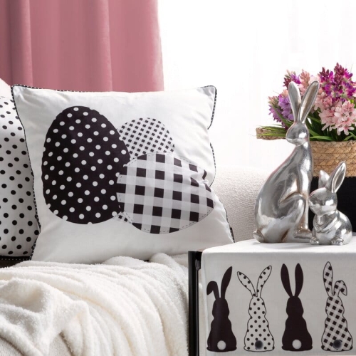 Poszewka wielkanocna 45x45 Czarno Białe Pisanki