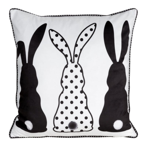 Poszewka wielkanocna 45x45 Czarno Białe Zajączki