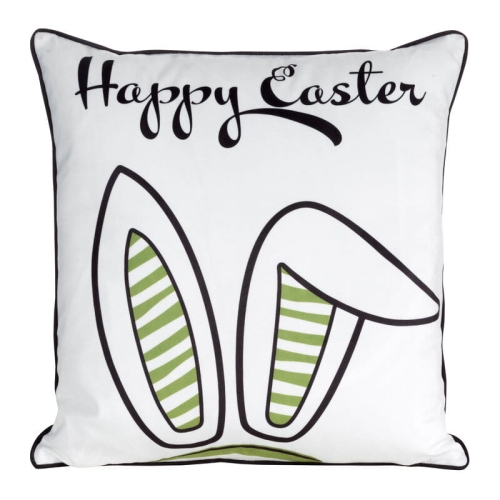 Poszewka wielkanocna 45x45 Zielono Białe Królicze Uszy