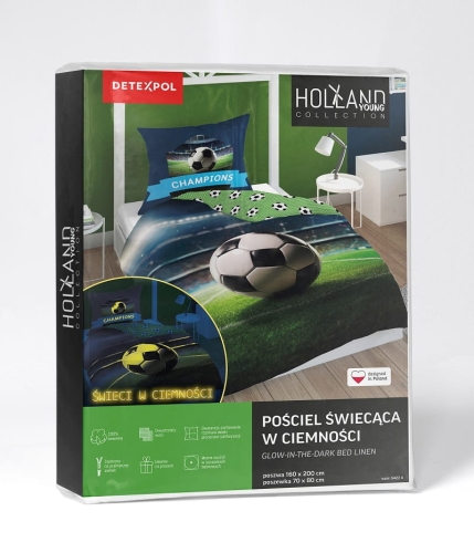 Pościel bawełniana dziecięca świecąca 140x200 Stadion