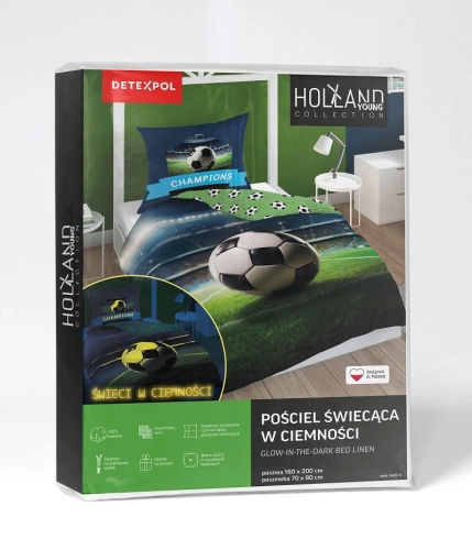 Pościel bawełniana dziecięca świecąca 160x200 Stadion