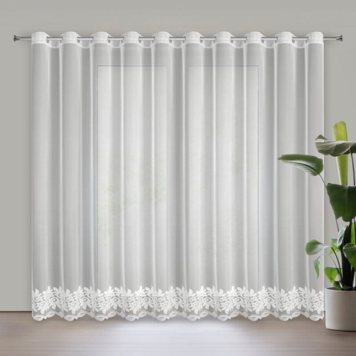 Firana gotowa Talia 250x350 biała z haftem przelotki