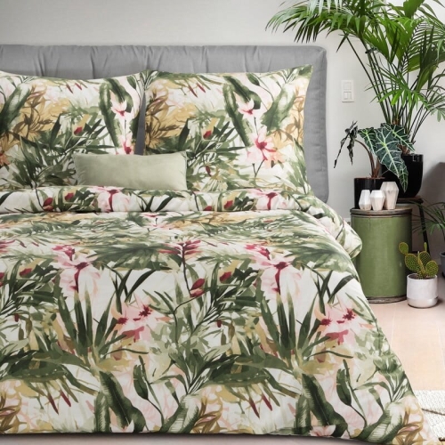 Komplet pościeli z bawełny satynowej Spring 160x200 tropikalny wzór