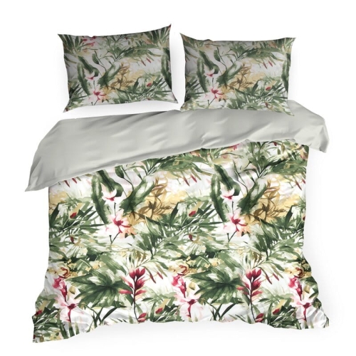 Komplet pościeli z bawełny satynowej Spring 160x200 tropikalny wzór
