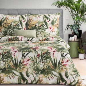 Komplet pościeli z bawełny satynowej Spring 220x200 tropikalny wzór