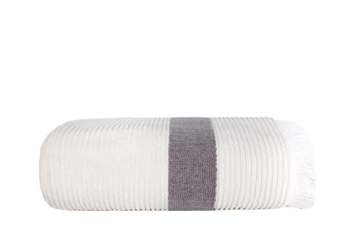 Ręcznik bawełniany frotte 50x90 Fala ecru z frędzlami 