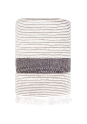 Ręcznik bawełniany frotte 50x90 Fala ecru z frędzlami 