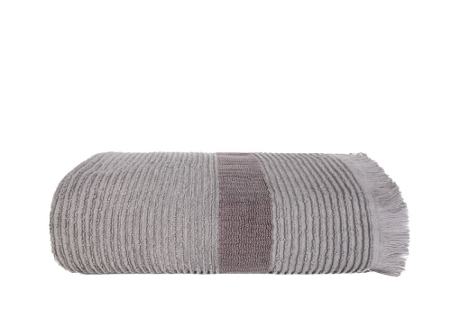 Ręcznik bawełniany frotte 50x90 Fala szary z frędzlami