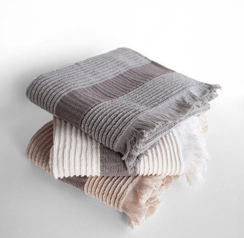 Ręcznik bawełniany frotte 50x90 Fala szary z frędzlami