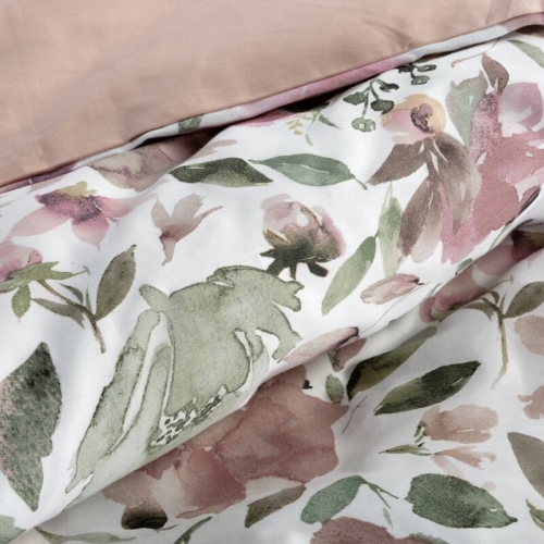 Komplet pościeli z bawełny satynowej Spring 220x200 różowe kwiaty