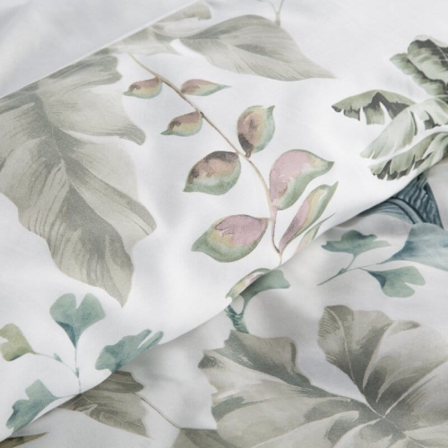Komplet pościeli z bawełny satynowej Spring 160x200 w tropikalne liście
