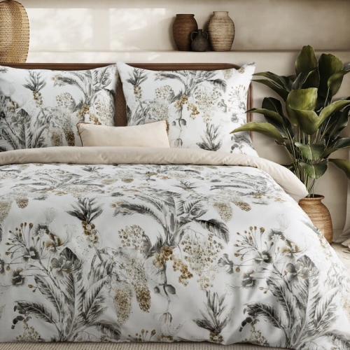 Komplet pościeli z bawełny satynowej Spring 140x200 roślinny motyw