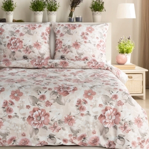 Komplet pościeli z bawełny satynowej Spring 160x200 duże różowe kwiaty