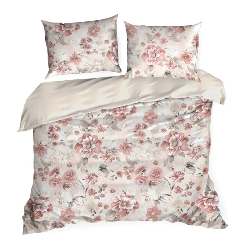 Komplet pościeli z bawełny satynowej Spring 160x200 duże różowe kwiaty
