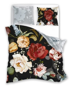 Pościel satyna bawełniana Nobile 160x200 w duże kwiaty 