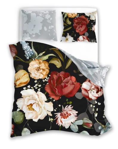 Pościel satyna bawełniana Nobile 220x200 w duże kwiaty