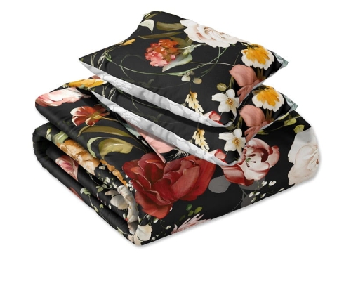 Pościel satyna bawełniana Nobile 220x200 w duże kwiaty