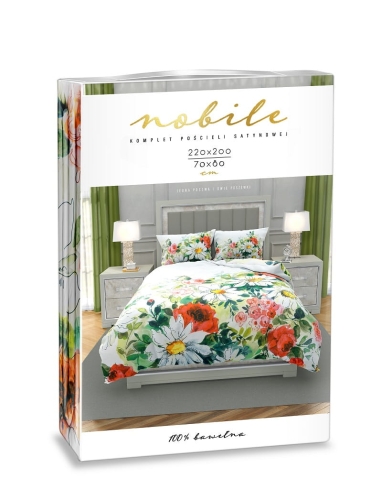 Pościel satyna bawełniana Nobile 220x200 margerytki