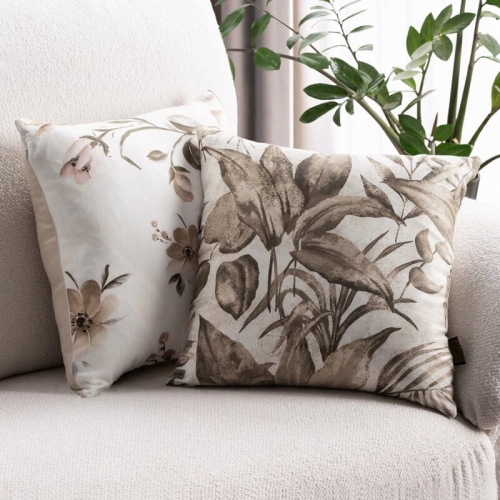Poszewka z bawełny satynowej Spring 40x40 kompozycja roślin i liści 