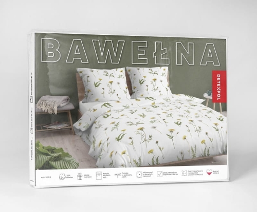 Pościel bawełniana biała 100% 220x200 w mniszki lekarskie