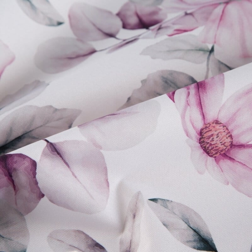 Obrus wodoodporny okrągły 150cm do ogrodu - różowe kwiaty