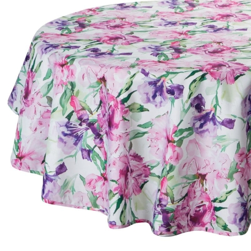 Obrus wodoodporny okrągły 150cm do ogrodu - piwonie i irysy