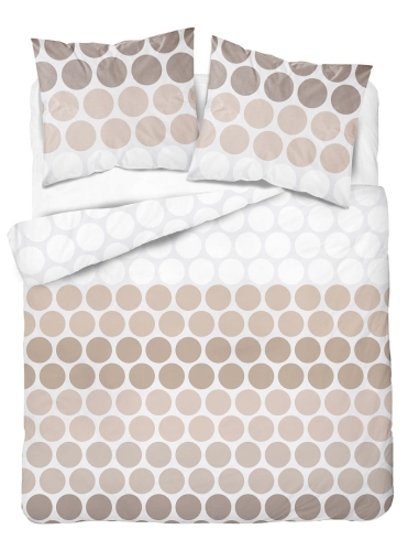 Komplet pościeli z satyny bawełnianej 220x200 w brązowe i beżowe kropki Home Satin