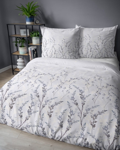 Komplet pościeli z satyny bawełnianej 220x200 w drobne gałązki Home Satin