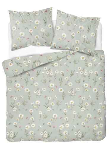 Komplet pościeli z satyny bawełnianej miętowa 160x200 w polne kwiaty Home Satin 