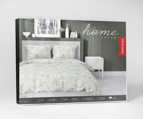 Komplet pościeli z satyny bawełnianej miętowa 160x200 w polne kwiaty Home Satin 