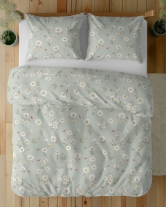 Komplet pościeli z satyny bawełnianej miętowa 220x200 w polne kwiaty Home Satin 