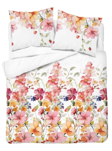 Komplet pościeli z satyny bawełnianej 220x200 w kolorowe kwiaty Home Satin