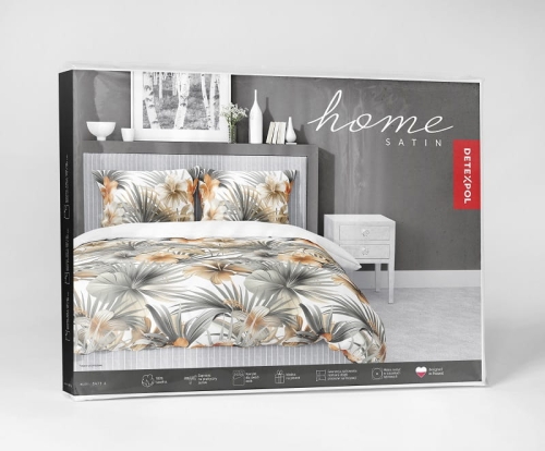 Komplet pościeli z satyny bawełnianej 160x200 w pomarańczowe hibiskusy Home Satin