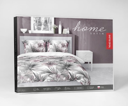 Komplet pościeli z satyny bawełnianej 220x200 w różowe hibiskusy Home Satin