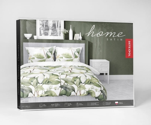 Komplet pościeli z satyny bawełnianej 160x200 w duże białe kwiaty Home Satin