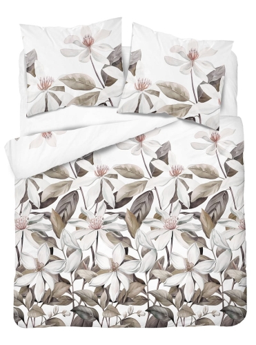 Komplet pościeli z satyny bawełnianej 220x200 w duże kremowe kwiaty Home Satin